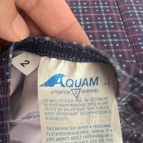 Aquam Plaid Purple Swim Suit with Built In Floaties Size 2 - Picture 3 of 3